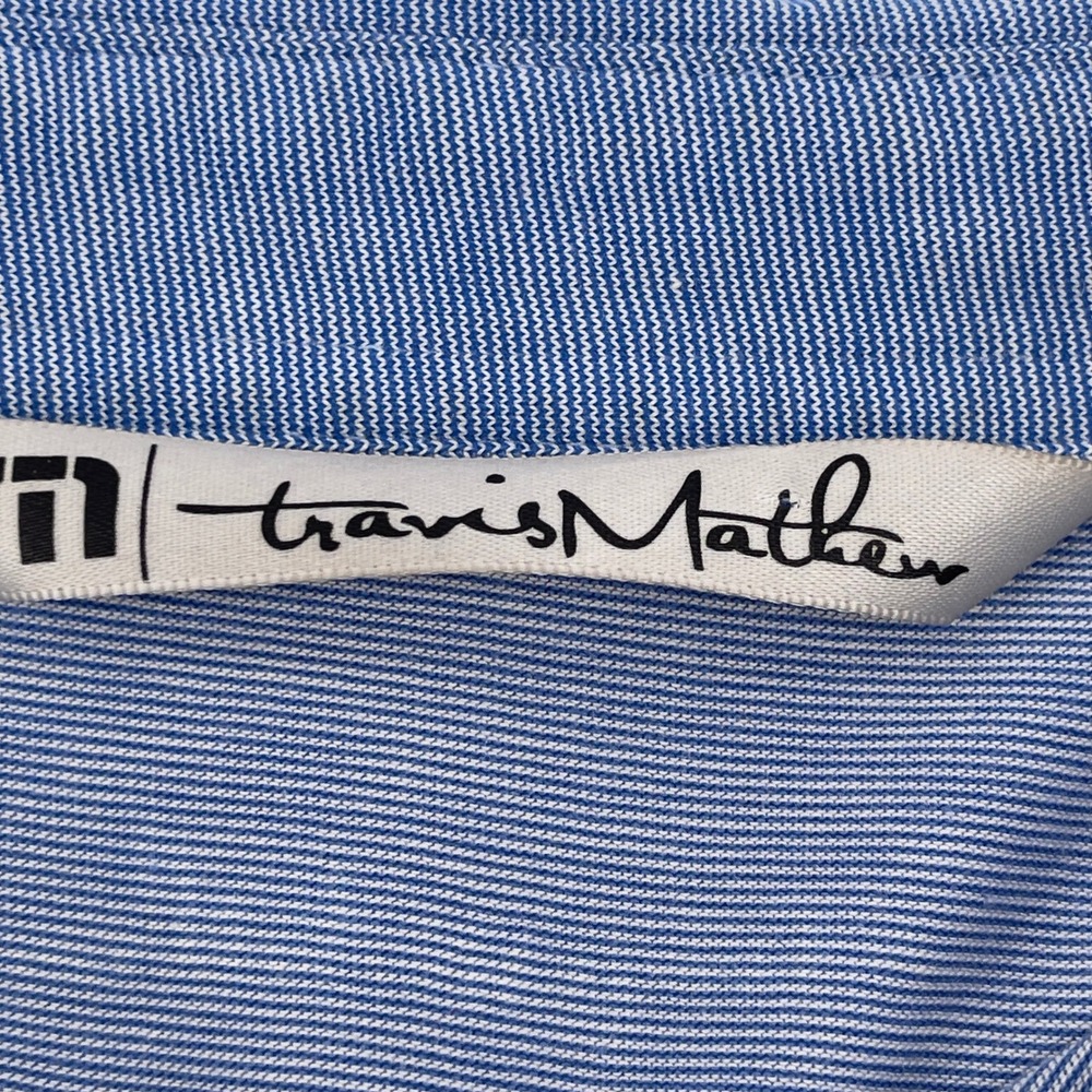 Travis Mathew Mens Blue Striped Polo Shirt Short Sleeve Golf Casual Size XL - Picture 4 of 8